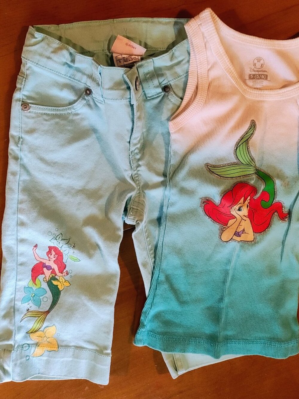 2 Piece Disney outfit. Aerial Tank top and 3/4 pants